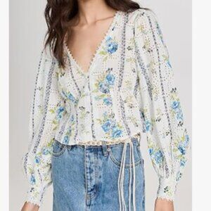 Free People Women's Blossom Eyelet Top Size Medium